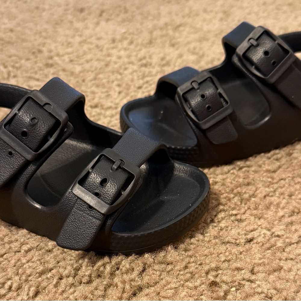 Amazon Kids Black Double-Buckle Sandals